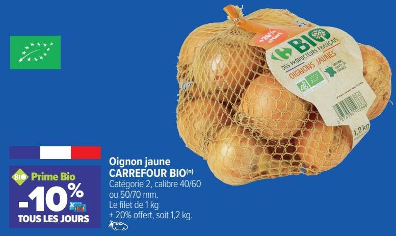 Oignon jaune CAREFOUR BIO 