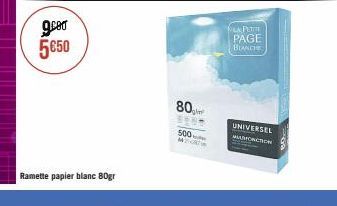 g.com 5€50  Ramette papier blanc 80gr  80  EV  gim  500  LA PETITE PAGE BLANCHE  UNIVERSEL ANTONCTION 