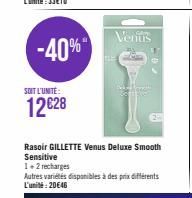 -40%  SOIT L'UNITÉ:  12€28  Ventis  Rasoir GILLETTE Venus Deluxe Smooth Sensitive 1+2 recharges  Autres variétés disponibles à des prix différents L'unité: 20€46  250 