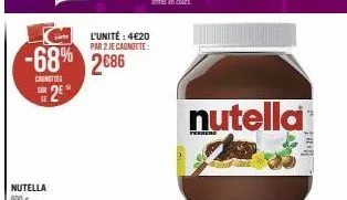 sur  -68% 2€86  canottes  2⁰  l'unité: 4€20 par 2 je cagnotte:  tereng  nutella 