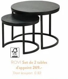 fsc we  rovi set de 2 tables d'appoint 269.-dont éco-part. 0.82 