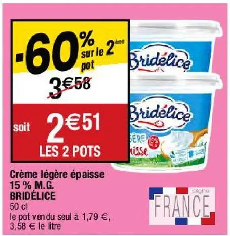 crème light bridélice