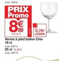 verres à pied promo