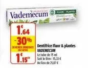 mit  incass  1.15  vademecum  1.64 -30%  dentifrice fluor & plantes  vademecum  lor plante  letate de 75  soit le : 15,33 € aulide 1,87 € 