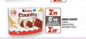 Kinder Country  2.99  0.90 KINDER COUNTRY  bas  CARTE DELL'étude 2115 Soit le :  2.09 