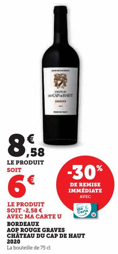 BORDEAUX AOP ROUGE GRAVES CHÂTEAU DU CAP DE HAUT 2020