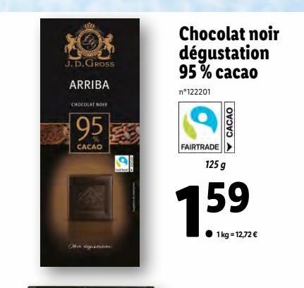 chocolat noir degustation 95% cacao