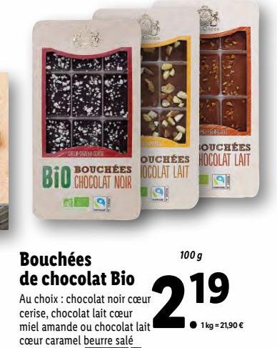 bouchées de chocolat Bio