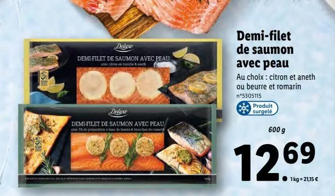 demi-filets de saumon avec peau