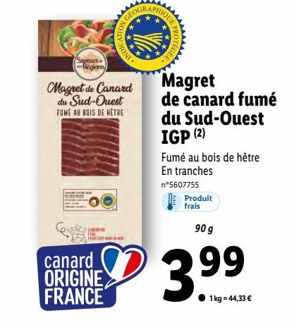 Magret de canard fume du Sud-Ouest IGP