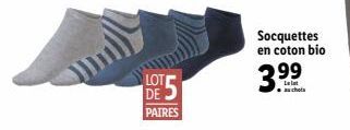 DE PAIRES  Socquettes en coton bio  3.99 