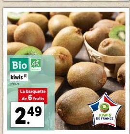 Bio AB kiwis  IN  La barquette de 6 fruits  24⁹  KIWIS DE FRANCE 
