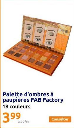 Palette d'ombres à paupières FAB Factory 18 couleurs  399⁹  3.99/st 