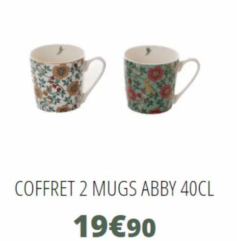 COFFRET 2 MUGS ABBY 40CL  19€90 