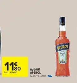 1180  lel: 16,86 €  apéritif aperol  12,5% vol., 70 d.  aperol 