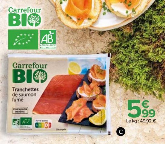 Tranchettes de saumon fumé Carrefour Bio