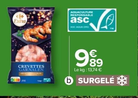 Crevettes crues décortiquées ASC surgelées Carrefour Extra