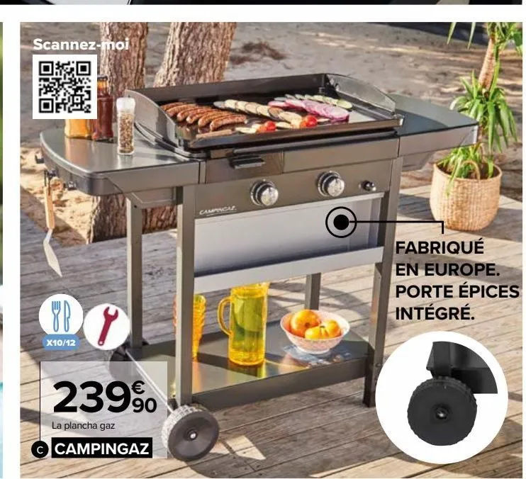 plancha gaz sur chariot exb plus