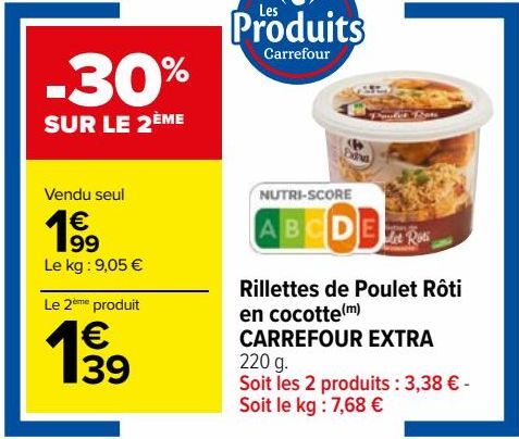 rillettes de poulet rôti en cocotte Carrefour Extra