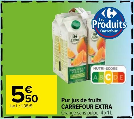 pur jus de fruits Carrefour Extra
