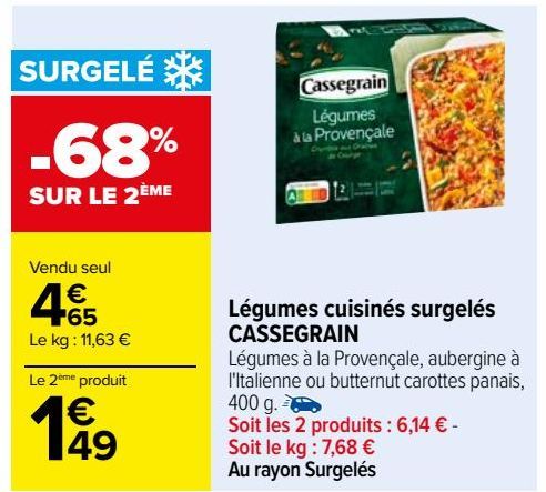 légumes cuisinés surgelés Cassegrain