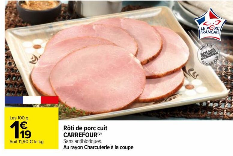 rôti de porc cuit Carrefour