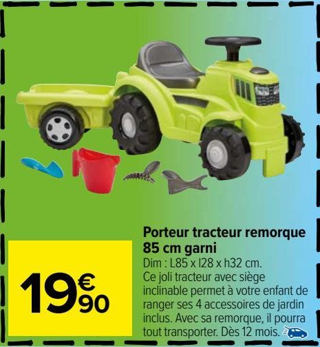 porteur tracteur remorque 85 cm garni