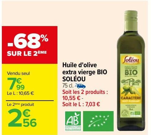 huile d'olive extra vierge bio Soléou