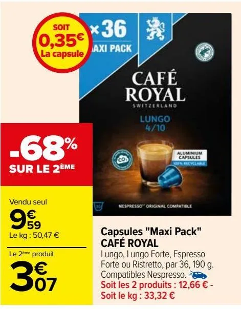 capsules "maxi pack" café royal