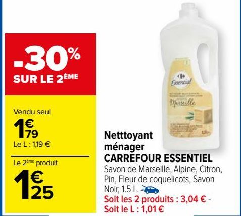 nettoyants ménager Carrefour Essentiel