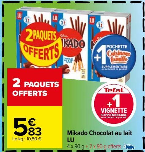 Mikado chocolat au lait Lu