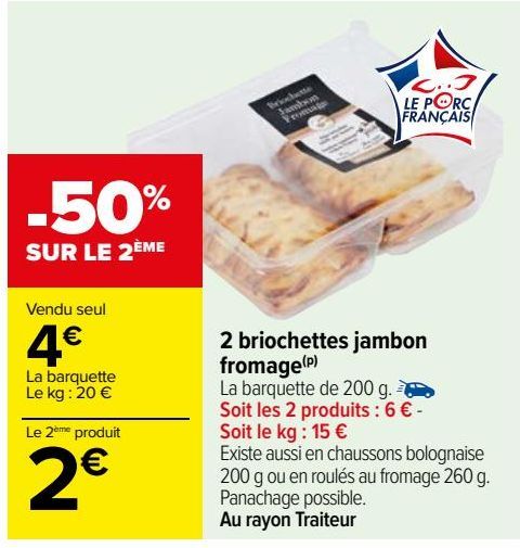 2 briochettes jambon fromage