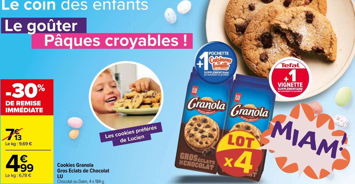 cookies granola gros eclats de chocolat Lu