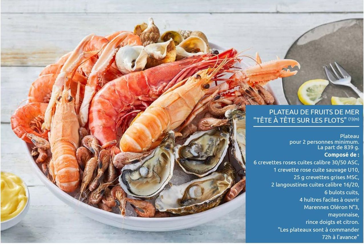 PLATEAU DE FRUITS DE MER "TÊTE À TÊTE SUR LES FLOTS"