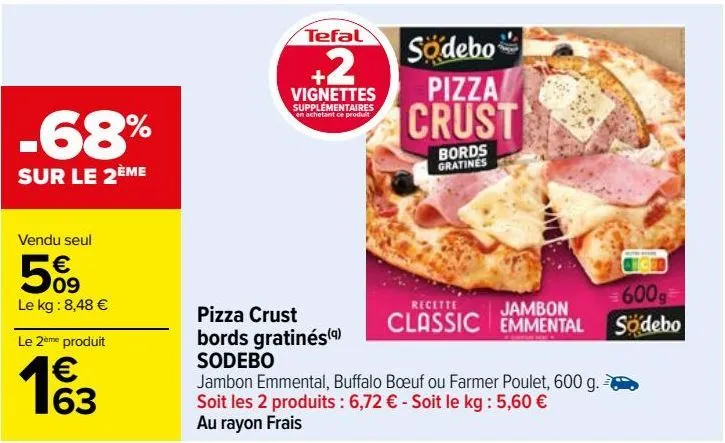 pizza crust bords gratinés sodebo