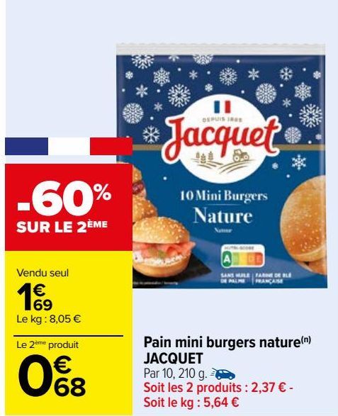 pain mini burgers nature Jacquet