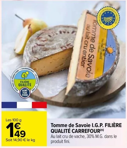 tomme de savoie igp filière qualité carrefour