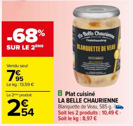 plat cuisiné La Belle Chaurienne