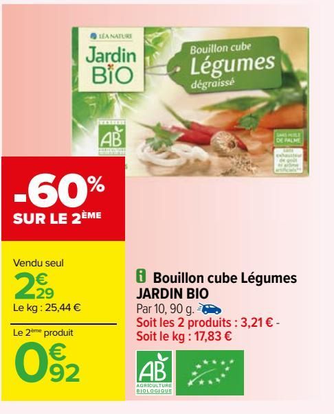 bouillon cube légumes Jardin Bio