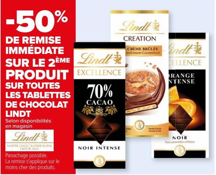 TOUTES LES TABLETTES DE CHOCOLAT LINDT