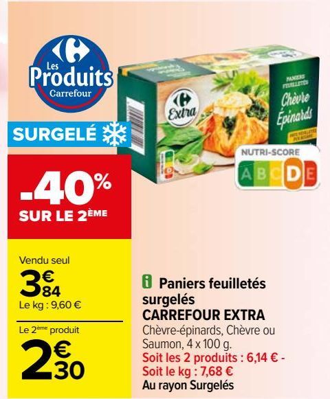 Panier feuilletés surgelés Carrefour Extra