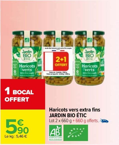 haricots verts extra fins Jardin Bio Etic