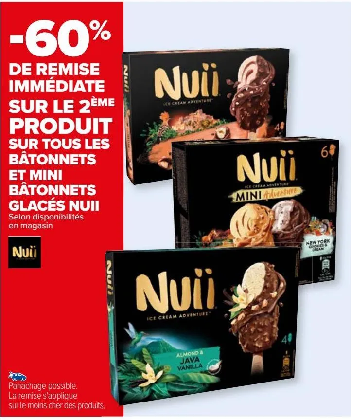 tous les batonnets et mini batonnets glaces nuii