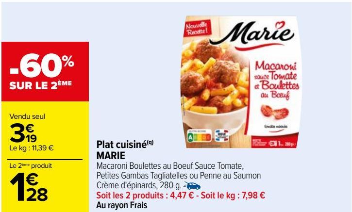 plat cuisiné Marie