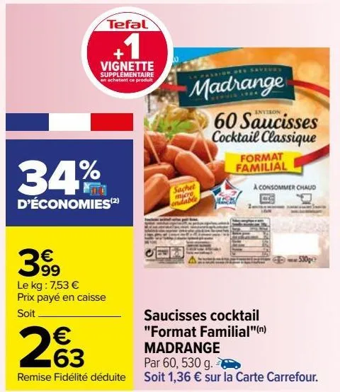 saucisses cocktail "format familial" madrange