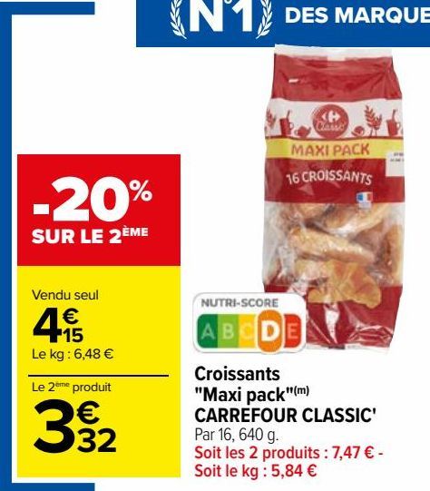 croissants "Maxi pack" Carrefour Classic