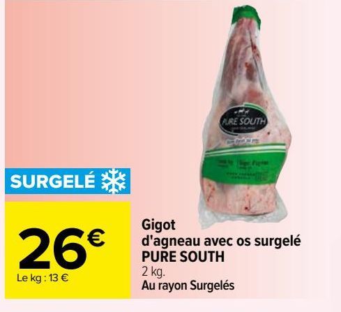 gigot d'agneau avec os surgelé Pure South