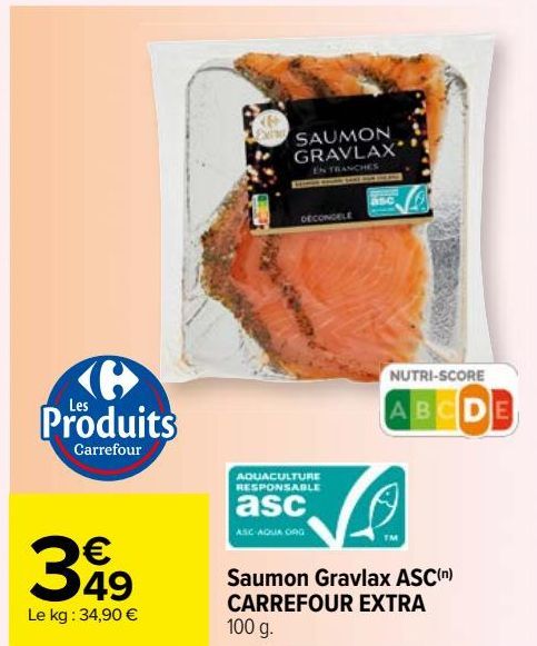 saumon gravlax ASC Carrefour Extra