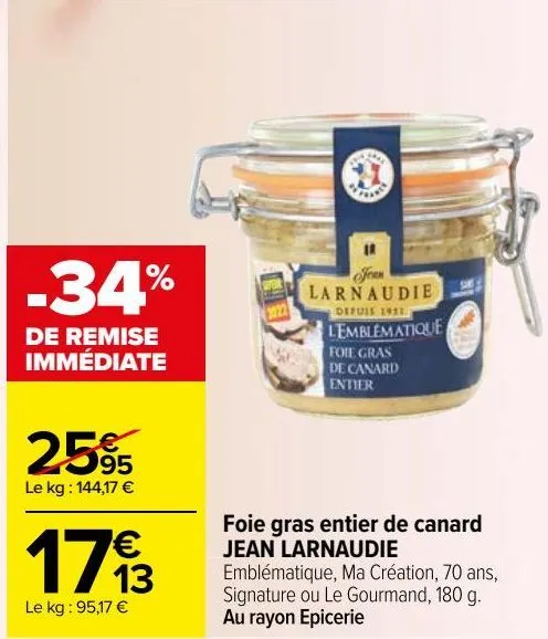 foie gras entier de canard jean larnaudie