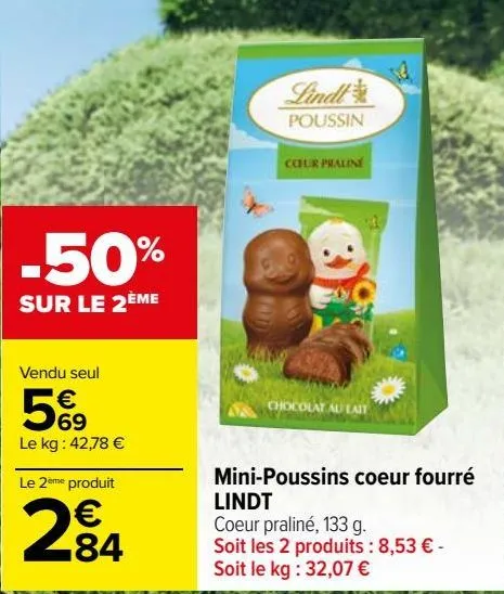 mini-poussins coeur fourré lindt